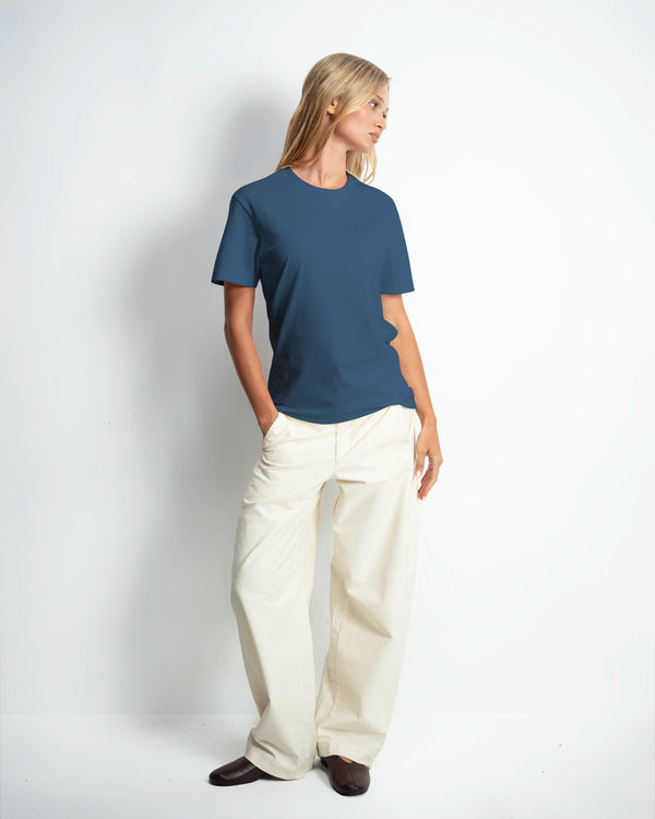 Women's  Cotton Tee Regular Fit - Dark Cement Blue