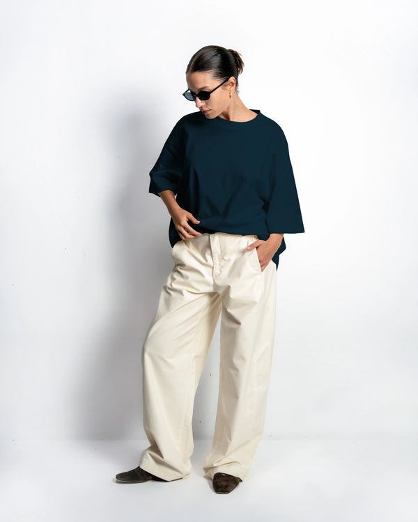 Women's  Cotton Tee Relaxed Heavyweight - Navy